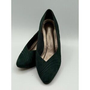 LifeStride Soft System Green Fabric Heels 6.5M – Vintage Style Pointed Toe Pumps